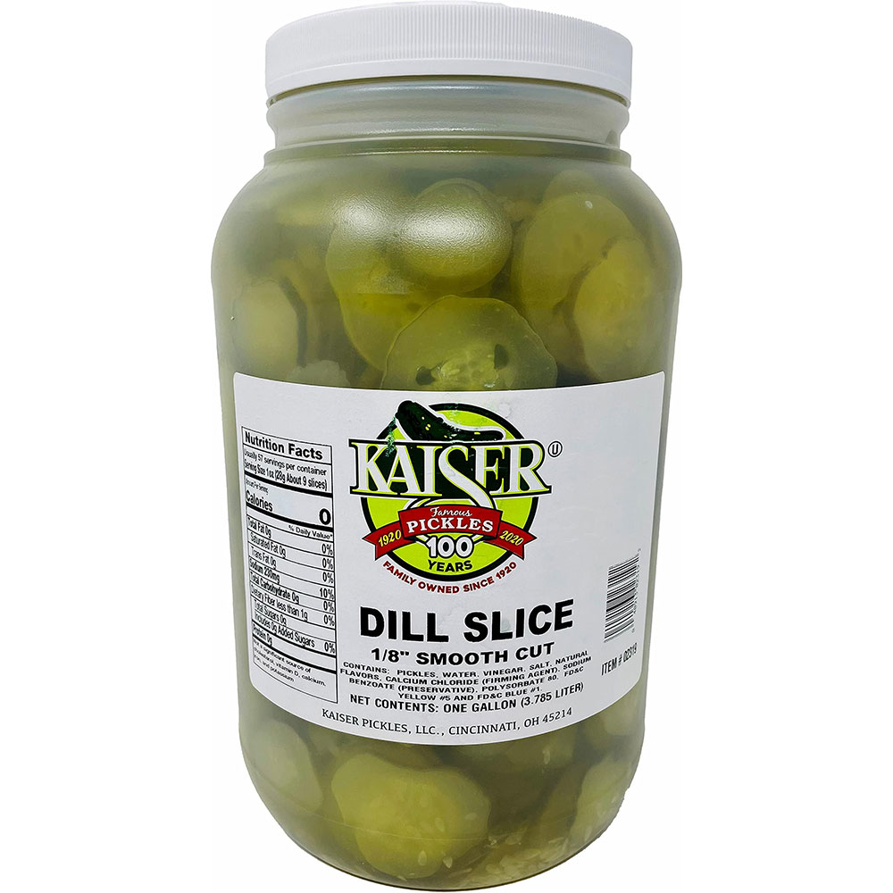 Kaiser Dill Pickles Sliced One Eighth Inch Smooth Cut Gallon Jar