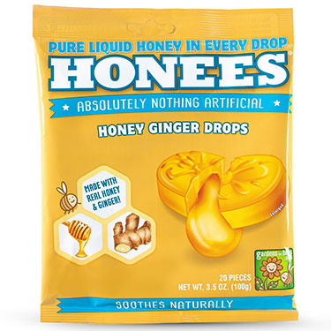 Honees Honey Ginger Liquid Cough Drops 3.5oz Bag