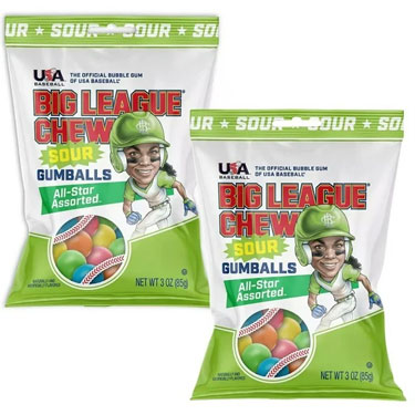 Big League Chew Sour Gumballs Assorted 3oz Bag 2 pack
