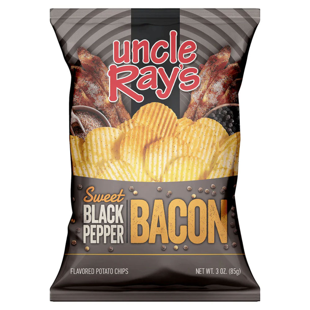 Uncle Rays Potato Chips Sweet Black Pepper Bacon 3oz 12ct