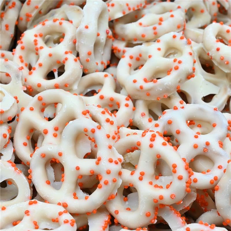 Candy Retailer Fall Yogurt Covered Pretzels with Orange Sprinkles 1 Lb