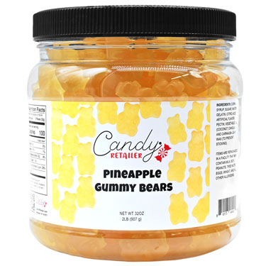 Candy Retailer Gummy Bears Pineapple 2 Lb Jar