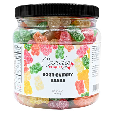 Candy Retailer Gummy Bears Sour 2 Lb Jar