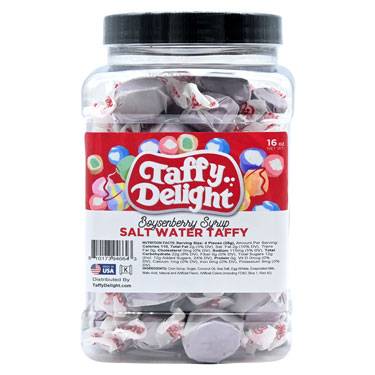 Taffy Delight Boysenberry Syrup Salt Water Taffy 16oz Jar