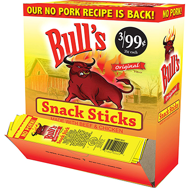 Bulls Original Snack Sticks No Pork 100ct Box