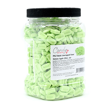 Candy Retailer PEZ Bulk Unwrapped Sour Green Apple 20oz Jar