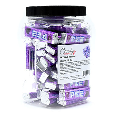 Candy Retailer PEZ Bulk Wrapped Grape 1Lb Jar