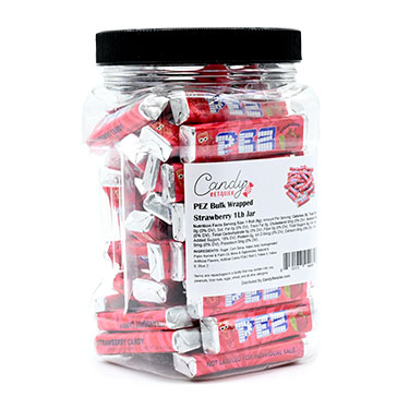 Candy Retailer PEZ Bulk Wrapped Strawberry 1Lb Jar