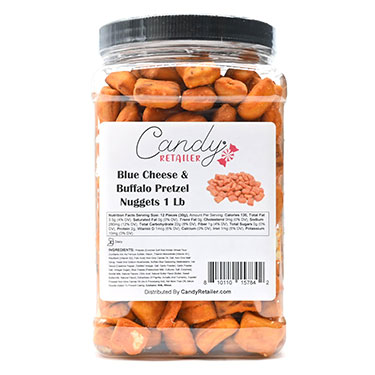 Candy Retailer Blue Cheese and Buffalo Pretzel Nuggets 1 Lb Jar