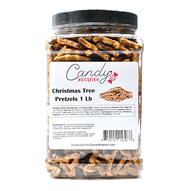 Candy Retailer Christmas Tree Pretzels 1 Lb Jar