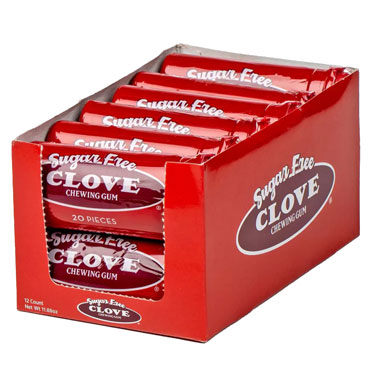 Clove Sugar Free Chewing Gum Tubes 12ct Box