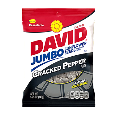 David Jumbo Black Cracked Pepper Sunflower Seeds 5.25oz Bag