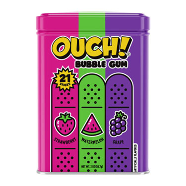 OUCH Bubble Gum Assorted Flavor Tin 21 Pieces