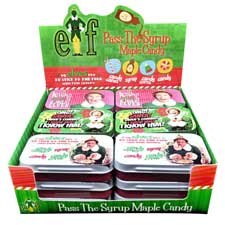 Buddy The Elf Pass The Syrup Maple Candy 1.5 Ounce Tins 18 Count Display Box