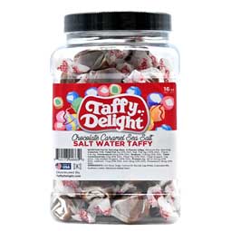 Taffy Delight Chocolate Caramel Sea Salt Salt Water Taffy 16oz Jar