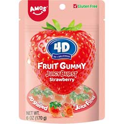 Amos 4D Strawberry Burst Fruit Gummy 6oz Bag