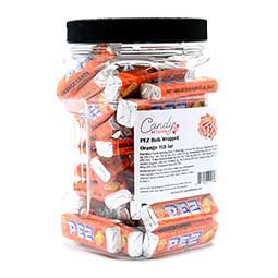 Candy Retailer PEZ Bulk Wrapped Orange 1Lb Jar