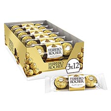 Ferrero Rocher Fine Milk Chocolate Hazelnut 12 Packs of 3