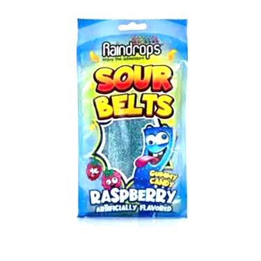 Raindrops Sour Belts Raspberry 3.52oz Bag