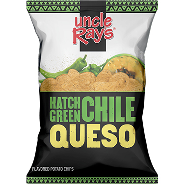 Uncle Rays Potato Chips Hatch Green Chile Queso 3oz 12ct - GrabOurNuts.com